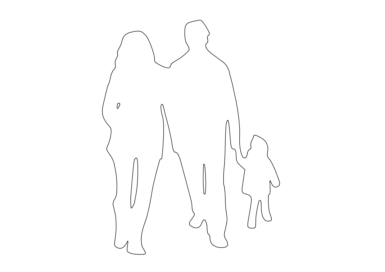 Free Family Walking Elevation CAD Block – DWG, DXF, PDF Format