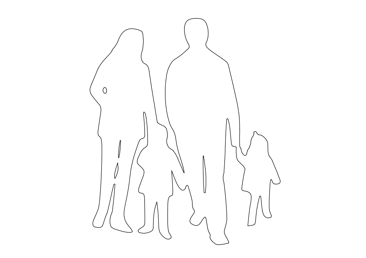 Free Family Standing Elevation CAD Block – DWG, DXF, PDF Format