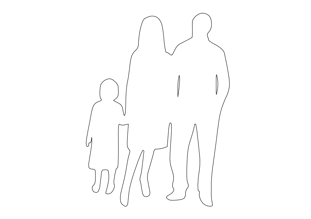 Free Family Standing Elevation CAD Block – DWG, DXF, PDF Format