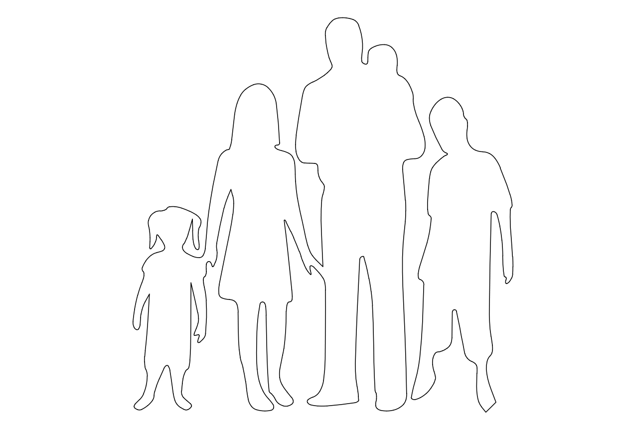 Free Family Standing Elevation CAD Block – DWG, DXF, PDF Format