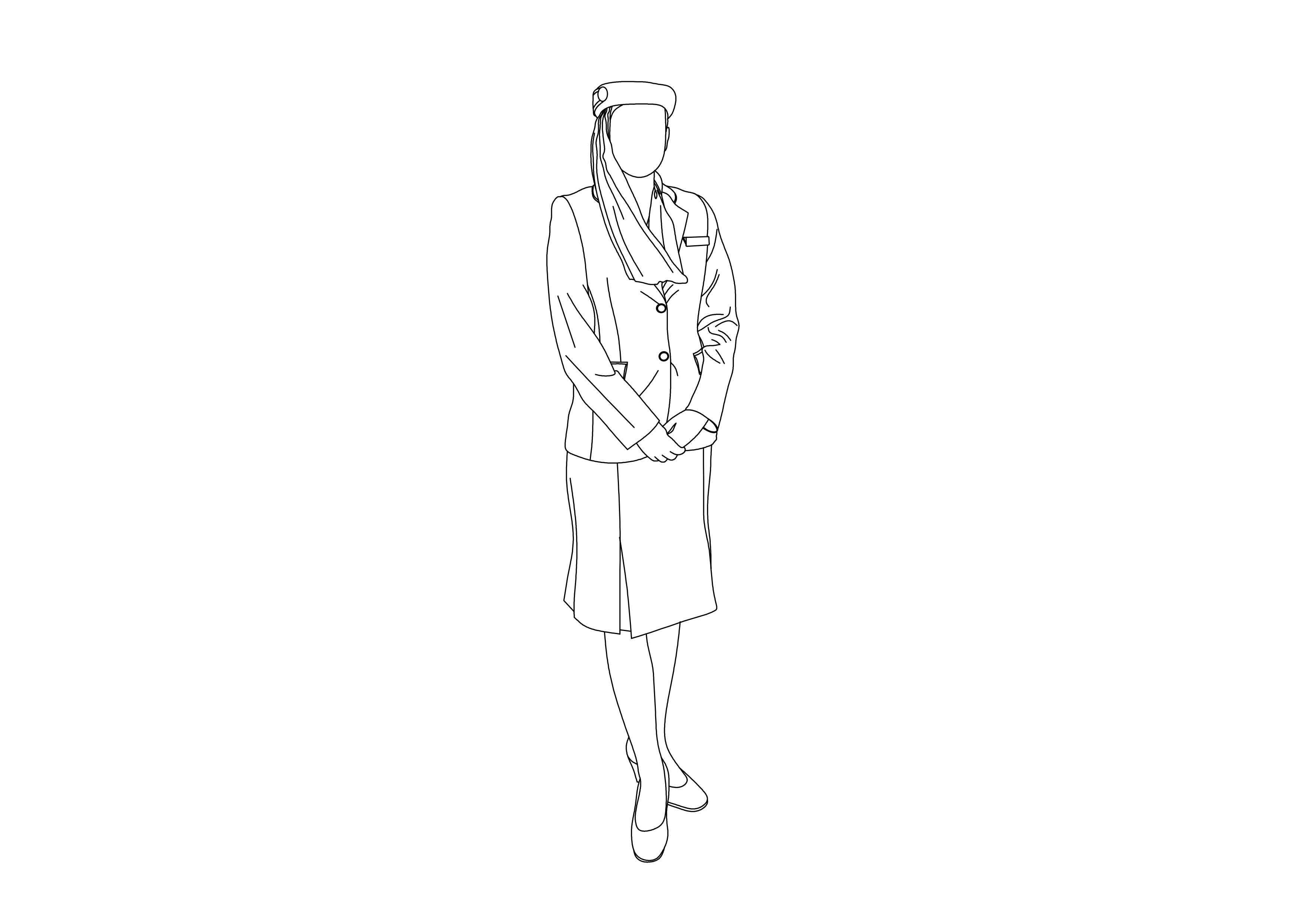 Free Emirates Flight Attendant Standing Elevation CAD Block – DWG, DXF, PDF Format