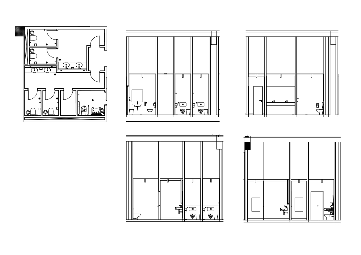 Free Bathroom set of drawings CAD Drawings – DWG, DXF, PDF Format