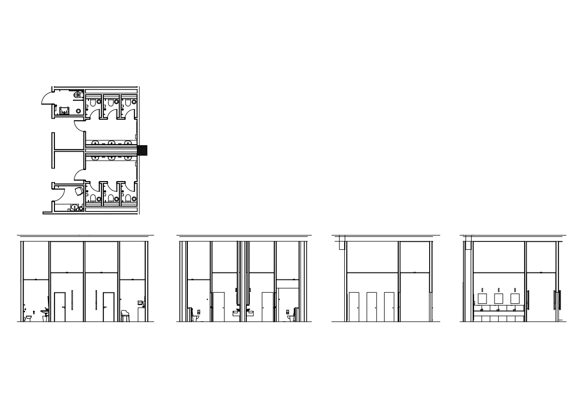 Free Bathroom set of drawings CAD Drawings – DWG, DXF, PDF Format