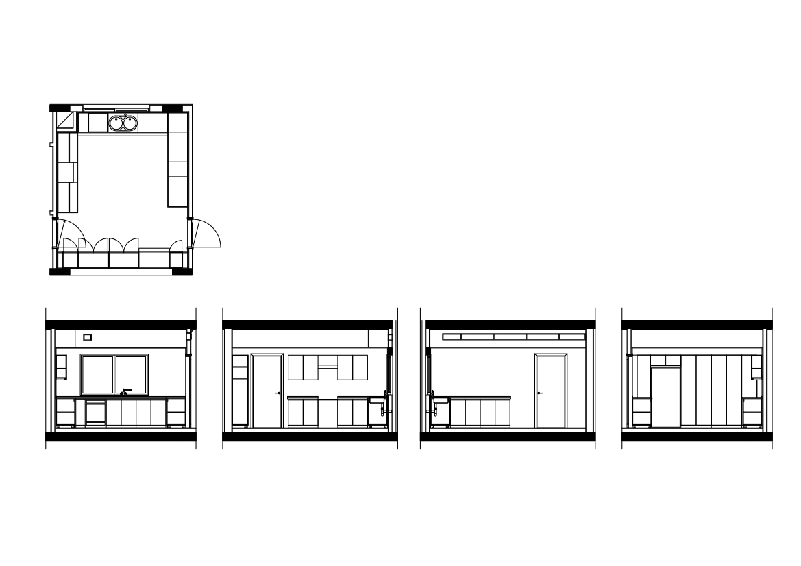 Free Home Kitchen set of drawings CAD Drawings – DWG, DXF, PDF Format