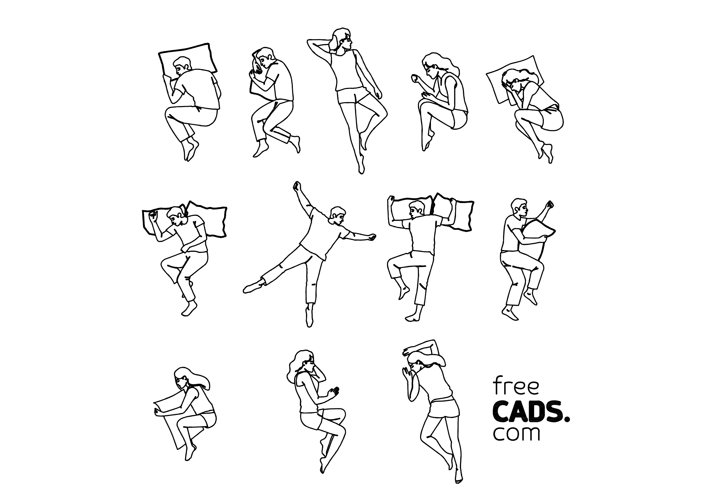 Free People Sleeping Bundle CAD Blocks – DWG, DXF, PDF Format