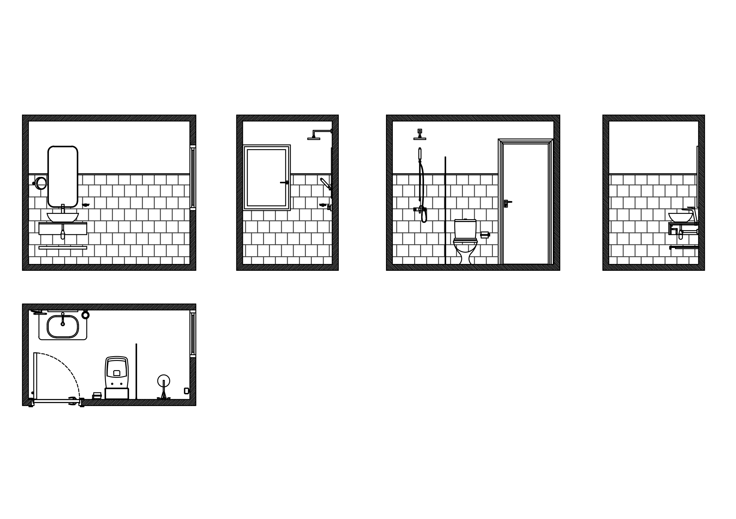 Free Bathroom set of drawings CAD Drawings– DWG, DXF, PDF Format