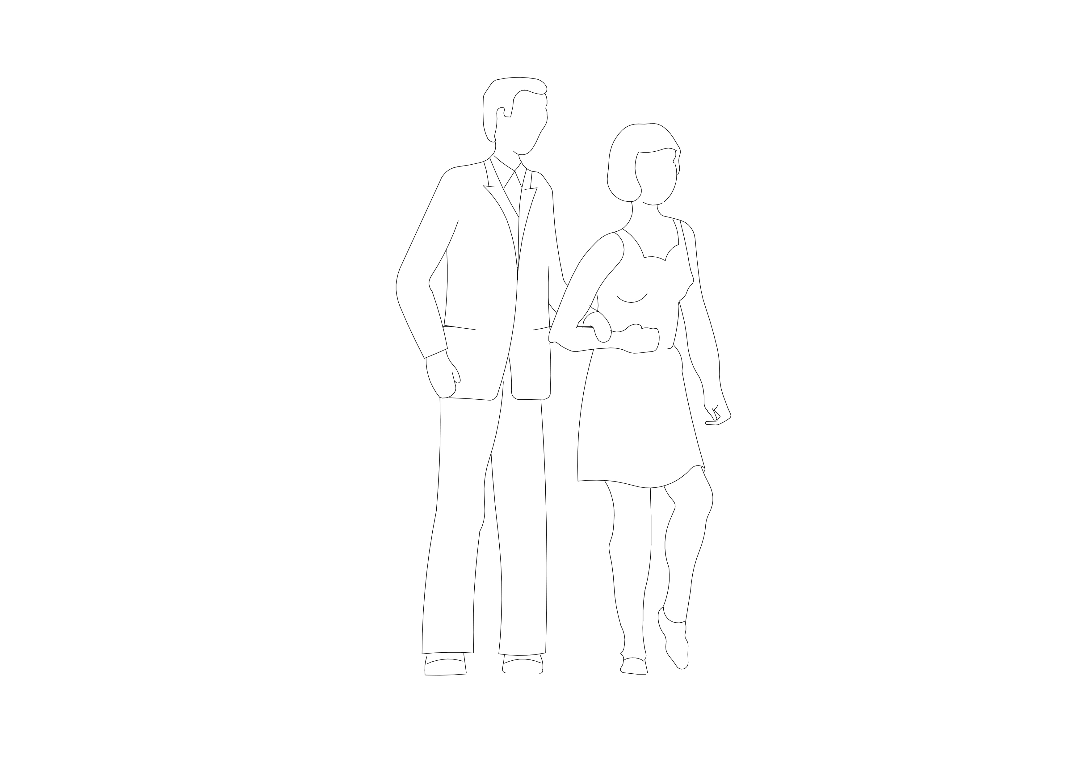 Free People Walking Elevation CAD Block – DWG, DXF, PDF Format